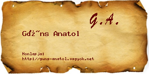 Güns Anatol névjegykártya